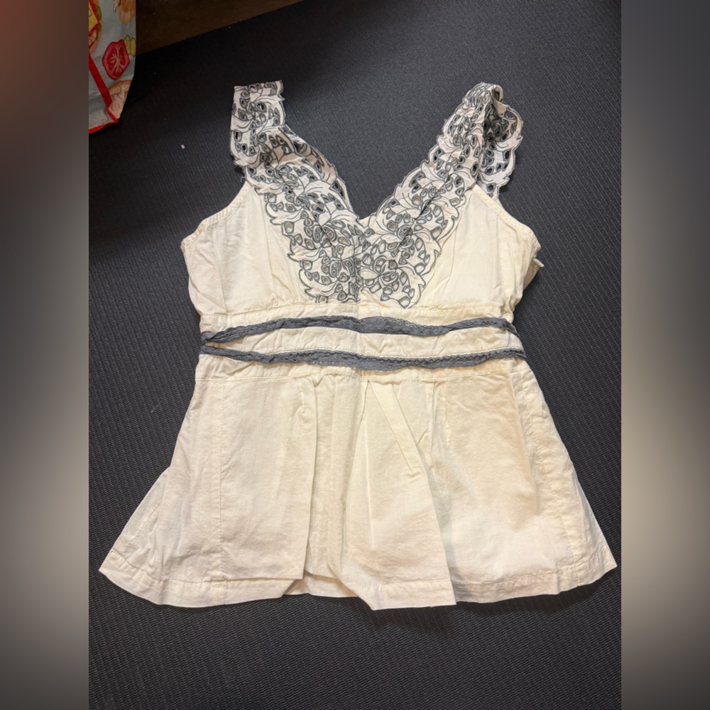 Elegant Cream and Gray Women's Blouse